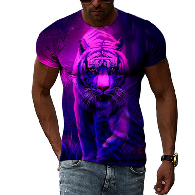 Cool Tigers Summer New Hot Sale Ανδρική τάση μόδας Τρισδιάστατη προσωπικότητα Street Hip Hop Harajuku T-shirt με κοντομάνικο λαιμό