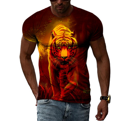 Cool Tigers Summer New Hot Sale Ανδρική τάση μόδας Τρισδιάστατη προσωπικότητα Street Hip Hop Harajuku T-shirt με κοντομάνικο λαιμό