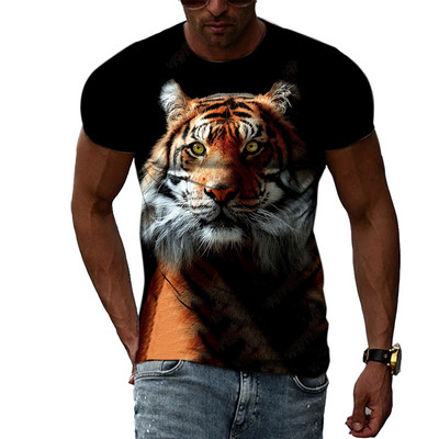 Cool Tigers Summer New Hot Sale Ανδρική τάση μόδας Τρισδιάστατη προσωπικότητα Street Hip Hop Harajuku T-shirt με κοντομάνικο λαιμό