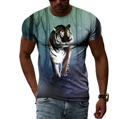 Cool Tigers Summer New Hot Sale Ανδρική τάση μόδας Τρισδιάστατη προσωπικότητα Street Hip Hop Harajuku T-shirt με κοντομάνικο λαιμό