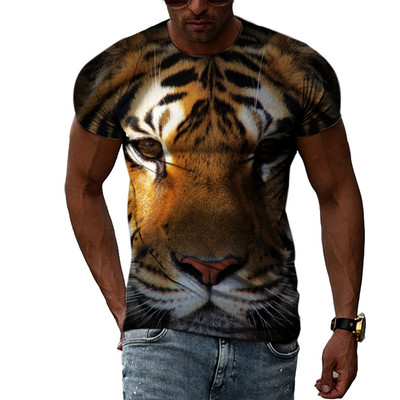 Cool Tigers Summer New Hot Sale Ανδρική τάση μόδας Τρισδιάστατη προσωπικότητα Street Hip Hop Harajuku T-shirt με κοντομάνικο λαιμό