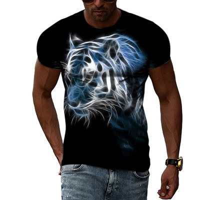 Cool Tigers Summer New Hot Sale Ανδρική τάση μόδας Τρισδιάστατη προσωπικότητα Street Hip Hop Harajuku T-shirt με κοντομάνικο λαιμό