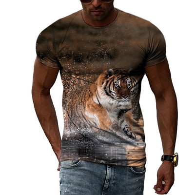 Cool Tigers Summer New Hot Sale Ανδρική τάση μόδας Τρισδιάστατη προσωπικότητα Street Hip Hop Harajuku T-shirt με κοντομάνικο λαιμό
