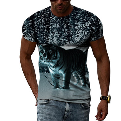 Cool Tigers Summer New Hot Sale Ανδρική τάση μόδας Τρισδιάστατη προσωπικότητα Street Hip Hop Harajuku T-shirt με κοντομάνικο λαιμό