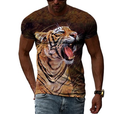 Cool Tigers Summer New Hot Sale Ανδρική τάση μόδας Τρισδιάστατη προσωπικότητα Street Hip Hop Harajuku T-shirt με κοντομάνικο λαιμό