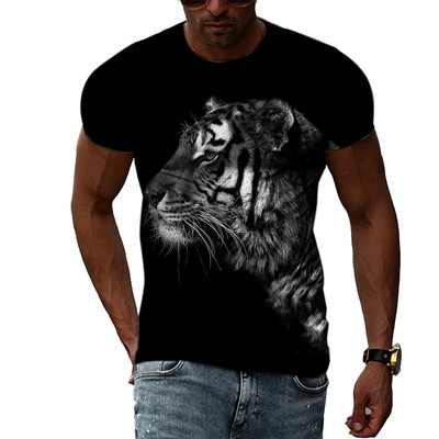Cool Tigers Summer New Hot Sale Ανδρική τάση μόδας Τρισδιάστατη προσωπικότητα Street Hip Hop Harajuku T-shirt με κοντομάνικο λαιμό