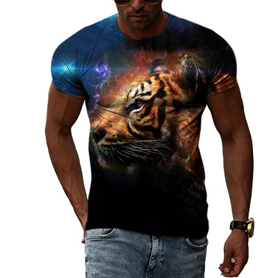 Cool Tigers Summer New Hot Sale Ανδρική τάση μόδας Τρισδιάστατη προσωπικότητα Street Hip Hop Harajuku T-shirt με κοντομάνικο λαιμό