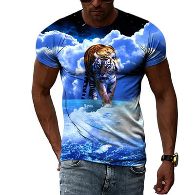 Cool Tigers Summer New Hot Sale Ανδρική τάση μόδας Τρισδιάστατη προσωπικότητα Street Hip Hop Harajuku T-shirt με κοντομάνικο λαιμό