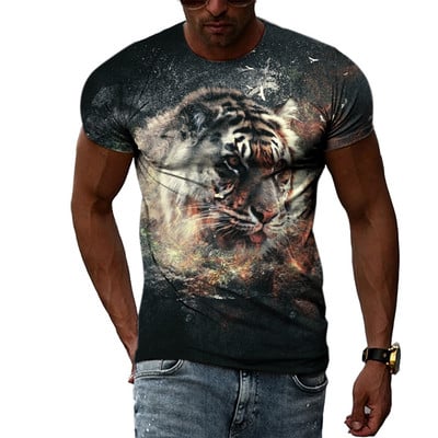 Cool Tigers Summer New Hot Sale Ανδρική τάση μόδας Τρισδιάστατη προσωπικότητα Street Hip Hop Harajuku T-shirt με κοντομάνικο λαιμό