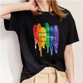 Καλοκαιρινό πουκάμισο μόδας Πολύχρωμο γραφικό μπλουζάκι Γυναικεία μπλουζάκια Βάση με λαιμόκοψη μαύρα μπλουζάκια χείλη Αστεία κοριτσίστικα μπλουζάκια κοντομάνικα μπλουζάκια