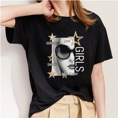 Καλοκαιρινό πουκάμισο μόδας Πολύχρωμο γραφικό μπλουζάκι Γυναικεία μπλουζάκια Βάση με λαιμόκοψη μαύρα μπλουζάκια χείλη Αστεία κοριτσίστικα μπλουζάκια κοντομάνικα μπλουζάκια