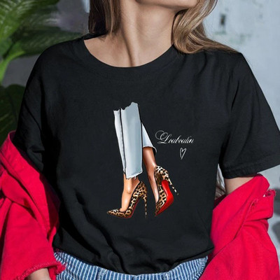 Ženske nove ljetne majice s printom na visoke pete Ženske seksi usne Ruž za usne Grafička majica Široka majica kratkih rukava