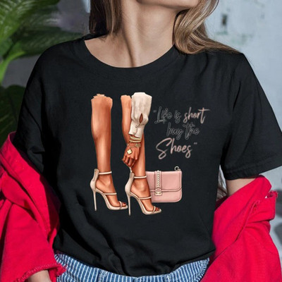 Ženske nove ljetne majice s printom na visoke pete Ženske seksi usne Ruž za usne Grafička majica Široka majica kratkih rukava