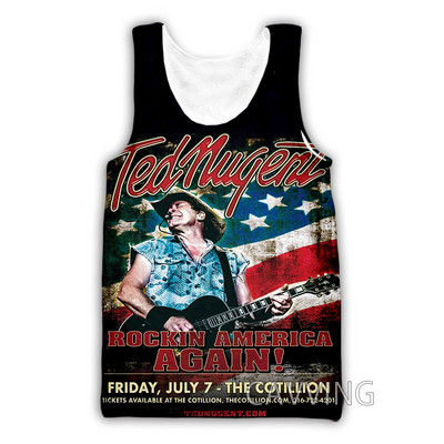 Új divat Női/Férfi 3D nyomtatás Ted Nugent felsők Harajuku mellény nyári alsóing ingek Utcai ruházat