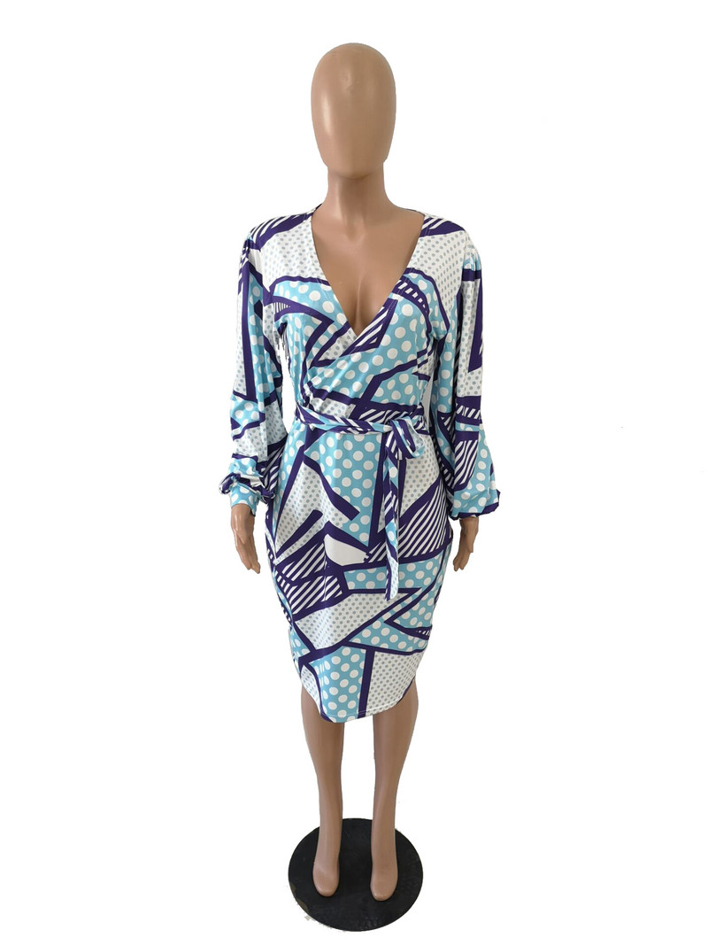 CM.YAYA didelio dydžio moteriška žieminė midi suknelė su V kaklu, pilnomis rankovėmis, iki kelių