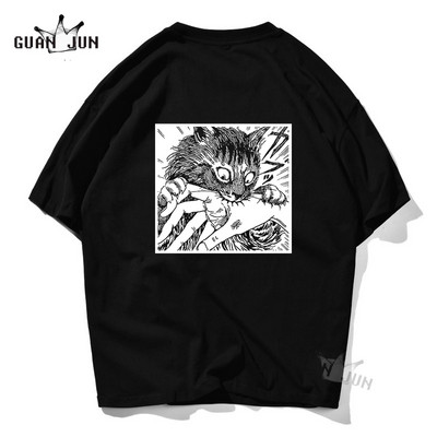 Huvi T-Shirthell Cat Junji Ito Print Mehe T-särk Mood Naljakas Anime Harajuku stiilis T-särk Hip Hop Tänavarõivad