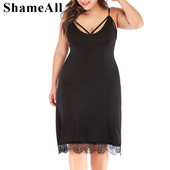 Nagy méretű, keresztben keresztezett nyakú ujjatlan csúszós szexi hálóing 4XL női pizsama lábszárközépig csipkeszegély ruha fényes fehér fekete ruhák