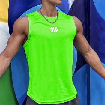 2023 най-новата лятна фитнес жилетка Висококачествена мрежеста риза Тениски без ръкави Мъжки потници за бягане Фитнес Спортна жилетка мъжко облекло