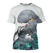 Tricou de modă pentru bărbați cu imprimeu animal 3D de vară, cu design de porumbei, respirabil și cu uscare rapidă, îmbrăcăminte mare cu mânecă scurtă.