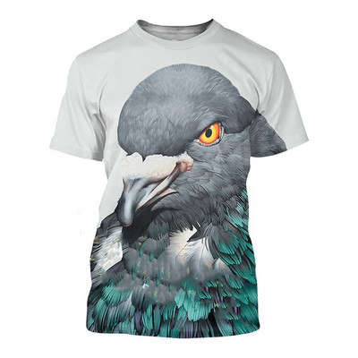 Tricou de modă pentru bărbați cu imprimeu animal 3D de vară, cu design de porumbei, respirabil și cu uscare rapidă, îmbrăcăminte mare cu mânecă scurtă.