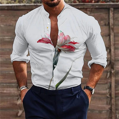 2022. aasta suvised Hawaii troopilised särgid meestele 3d rannapuhkuse pikkade varrukatega ülisuured topsid T-särk Meeste lilleline pluus 5xl Camisa