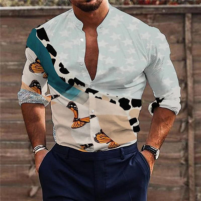 2022. aasta suvised Hawaii troopilised särgid meestele 3d rannapuhkuse pikkade varrukatega ülisuured topsid T-särk Meeste lilleline pluus 5xl Camisa