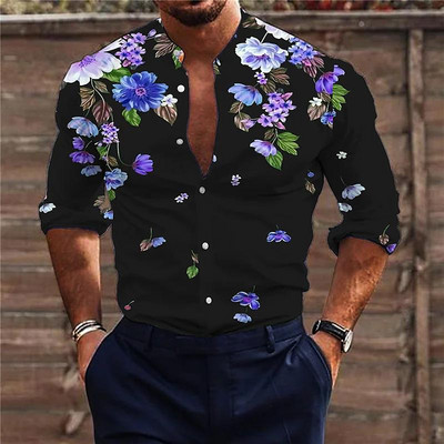 2022. aasta suvised Hawaii troopilised särgid meestele 3d rannapuhkuse pikkade varrukatega ülisuured topsid T-särk Meeste lilleline pluus 5xl Camisa