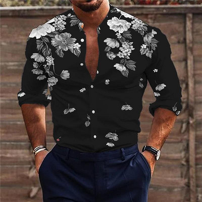 2022. aasta suvised Hawaii troopilised särgid meestele 3d rannapuhkuse pikkade varrukatega ülisuured topsid T-särk Meeste lilleline pluus 5xl Camisa