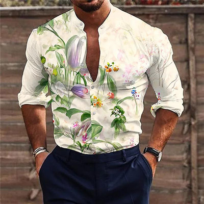 2022. aasta suvised Hawaii troopilised särgid meestele 3d rannapuhkuse pikkade varrukatega ülisuured topsid T-särk Meeste lilleline pluus 5xl Camisa