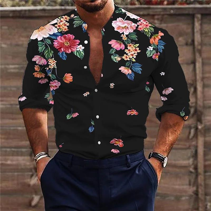 Cămăși tropicale hawaiene de vară 2022 pentru bărbați 3d sărbători pe plajă cu mâneci lungi Topuri supradimensionate Tricou Bărbat Bluză florală 5xl Camisa