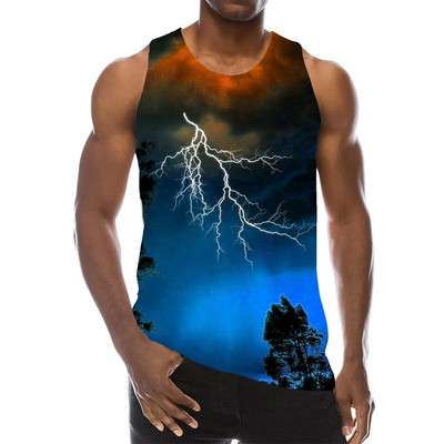 Lightning Tank Top vīriešiem 3D Print Natural Bezpiedurkņu Pattern Beach Top Scenery Graphic Tree Gym Veste