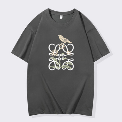 Pulovers ar apaļu apkakli Herbarium Annunciation Bird Brint krekls ar īsām piedurknēm brīvs ikdienas vasaras vīriešu tops sieviešu T-krekls