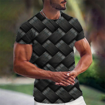 Ανδρικό μπλουζάκι τρισδιάστατο τυπωμένο με μινιμαλιστικές ρίγες γεωμετρικά μοτίβα Μεγάλου μεγέθους O-neck Κορυφή καλοκαιρινή μόδα αναπνεύσιμα casual σπορ