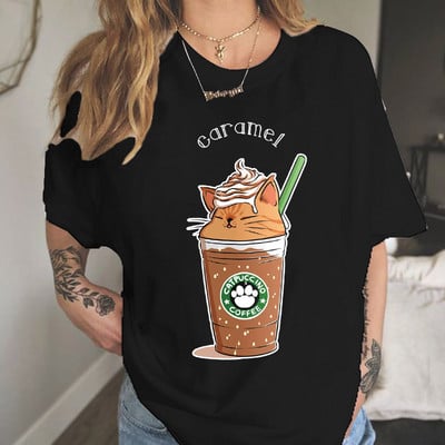 Tricou femeie de vară haine de vară fată labă caramelă cafea tricou femeie dragi desene animate anii 90 tricou cupluri kawaii