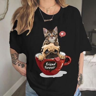 Καλοκαιρινό γυναικείο μπλουζάκι Καλοκαιρινά ρούχα κοριτσιού καραμέλα πόδι καφέ Γυναικείο μπλουζάκι Sweethearts Cartoon 90s Kawaii Couples Tee