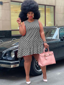 ZJFZML ZZ Liela izmēra A-līnijas kleitas ar punktveida apdruku bez piedurknēm, kroku, brīva kleita Klasisks vintage sieviešu apģērbs Jauns