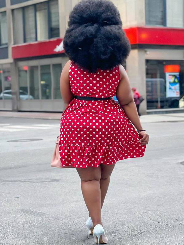 ZJFZML ZZ Liela izmēra A-līnijas kleitas ar punktveida apdruku bez piedurknēm, kroku, brīva kleita Klasisks vintage sieviešu apģērbs Jauns