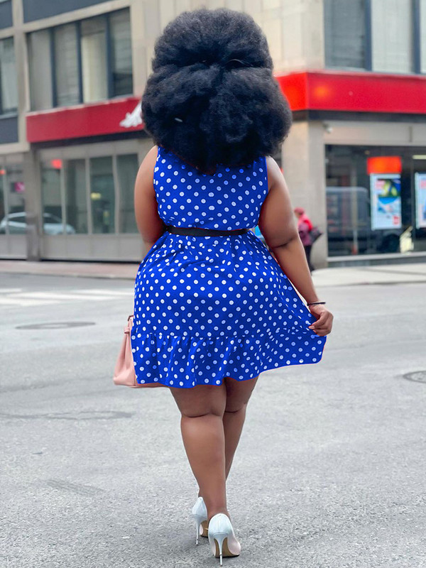 ZJFZML ZZ Liela izmēra A-līnijas kleitas ar punktveida apdruku bez piedurknēm, kroku, brīva kleita Klasisks vintage sieviešu apģērbs Jauns