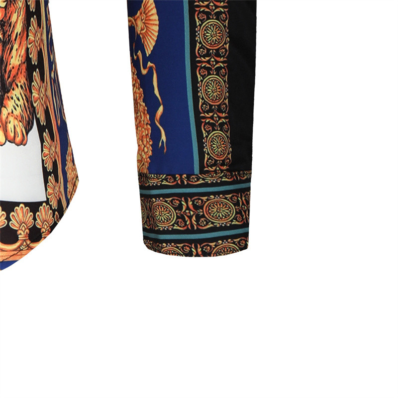 Jauna 2022. gada ikdienišķa blūze Homme baroka stila banketu krekls Paisley vīriešu krekls Luksusa korejiešu vīriešu krekli ar garām piedurknēm ar apdruku Vīriešu topi 4XL