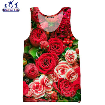 Mamba Top ανδρικά φανελάκια καλοκαιρινής μόδας τρισδιάστατη εκτύπωση παχύφυτα γιλέκο λουλούδι τριαντάφυλλο αμάνικο πανέμορφο γυναικείο πουκάμισο με πεταλούδα πανκ
