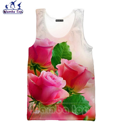 Mamba Top Vīriešu Topi Vasaras Modes 3D Print Sukulenti Veste Ziedu Rožu Tīpas Bez Piedurknēm Skaists Butterfly Punk Sieviešu krekls