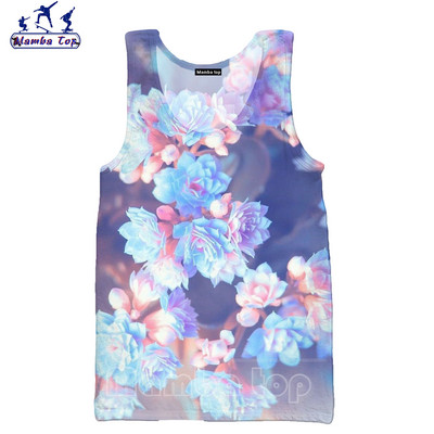 Mamba Top Vīriešu Topi Vasaras Modes 3D Print Sukulenti Veste Ziedu Rožu Tīpas Bez Piedurknēm Skaists Butterfly Punk Sieviešu krekls