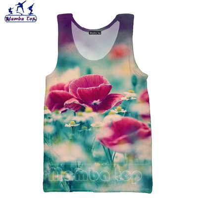 Mamba Top Vīriešu Topi Vasaras Modes 3D Print Sukulenti Veste Ziedu Rožu Tīpas Bez Piedurknēm Skaists Butterfly Punk Sieviešu krekls