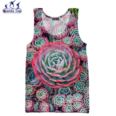 Mamba Top Vīriešu Topi Vasaras Modes 3D Print Sukulenti Veste Ziedu Rožu Tīpas Bez Piedurknēm Skaists Butterfly Punk Sieviešu krekls