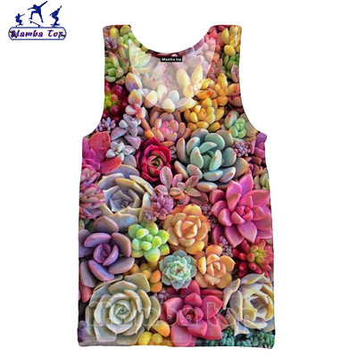 Mamba Top Vīriešu Topi Vasaras Modes 3D Print Sukulenti Veste Ziedu Rožu Tīpas Bez Piedurknēm Skaists Butterfly Punk Sieviešu krekls