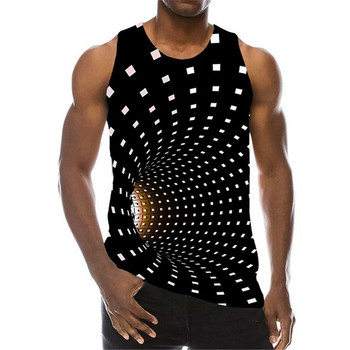 Ανδρική μπλούζα 3D εκτύπωσης ψυχεδελική τρύπα Αμάνικα μοτίβα μπλούζες Γραφικό γιλέκο 6XL Plus Size Ανδρικά ρούχα Casual Tanks