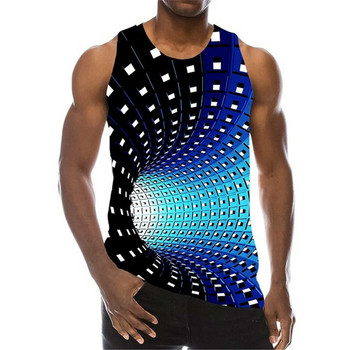 Ανδρική μπλούζα 3D εκτύπωσης ψυχεδελική τρύπα Αμάνικα μοτίβα μπλούζες Γραφικό γιλέκο 6XL Plus Size Ανδρικά ρούχα Casual Tanks