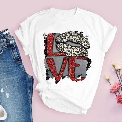 Jauns Zelta lūpas Mīlestības T krekls Sieviešu vasaras ikdienas Tkrekli T-krekli Sieviešu apģērbi Korejiešu stila grafiskie topi 2022. gada Kawaii sieviešu T-krekls