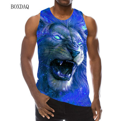 Modne majice s lavovima za muškarce bez rukava, 3D ulična odjeća s printom životinja, muški prsluk Harajuku, muška zvijer, ležerne majice bez rukava