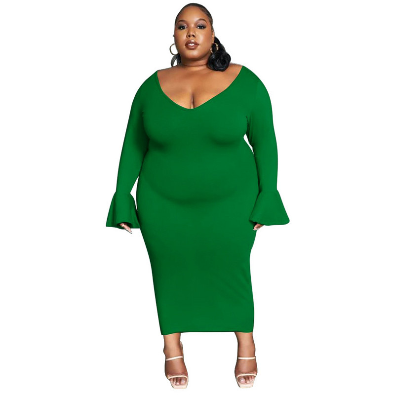 2023. gada lielizmēra sieviešu kleita, seksīga V kakla izgriezuma piedurknēm, vienkrāsainas, elastīgas ikdienas kleitas ballīšu klubam, gari kleitas bez muguras